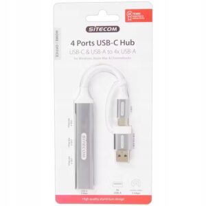 Hub USB-C & USB-A do 4 x USB-A Sitecom do Windows, Apple Mac & Chromebooks