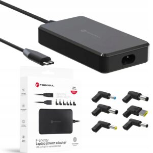 Uniwersalny zasilacz do laptopa Forcell PD 65W USB-C + 6 końcówek