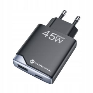 Ładowarka sieciowa do telefonu Forcell F-Energy USB C + USB A 45W czarna