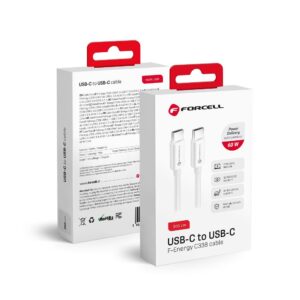 Kabel Forcell USB typ C - USB typ C 3 m biały