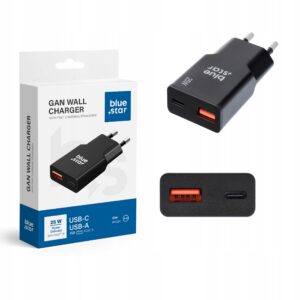 BLUE STAR Ładowarka Sieciowa SLIM Kostka PD QC4 3A 25W 1x USB 1x USB-C
