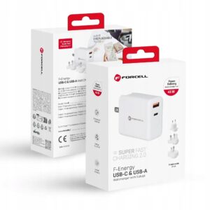 FORCELL ładowarka sieciowa 3w1 Typ C + USB A PD QC4.0 3A 45W (EU / UK / US)