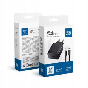 Ładowarka Sieciowa Blue Star USB C i kablem typ C 3A 20W z funkcją ładowani