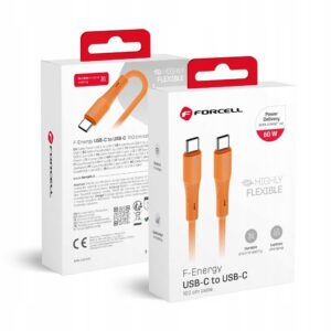 Kabel Forcell USB typ C - USB typ C 1 m pomarańczowy