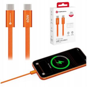 Forcell Szybki Kabel do Telefonu USB-C 60W PD QC4.0 1.2m POMARAŃCZOWY