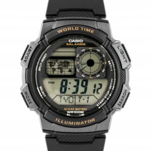 ZEGAREK MĘSKI CASIO AE-1000W 1AV (zd073a) - WORLD TIME + BOX + GRAWER