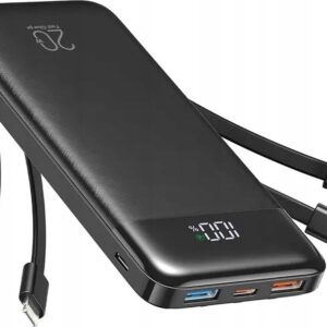 Powerbank Charmast W1148 5V 3A 10000 mAh z wbudowanymi kablami USB A / USB