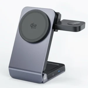 Ładowarka indukcyjna 25W Qi2.2 Active Cooling MagSafe Wireless Charger szybka bezprzewodowa magnetyczna stacja do ładowania Apple Watch / iPhone / AirPods (Czarny)