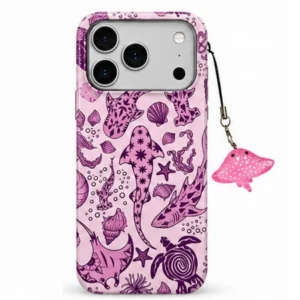 Etui Shell Club - Whale Case obudowa ochronna z breloczkiem do Apple iPhone 17 Pro Max/18 Pro Max (Fioletowy / Różowy)