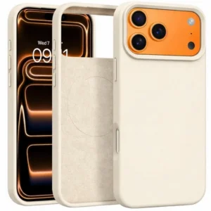Etui Velvet Silicone Case MagSafe obudowa magnetyczna z mikrofibrą do Apple iPhone 17 Pro Max/18 Pro Max (Kremowy)
