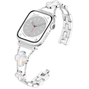 Bransoleta Glow VNC Clover Band ozdobny pasek do Apple Watch 4/5/6/7/8/9/10/11/12/SE 1/2/3 40/41/42mm (Srebrny)