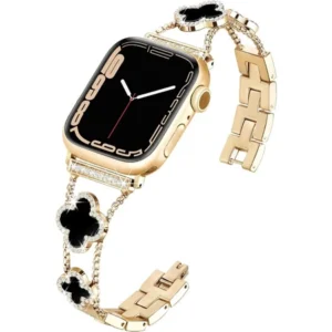 Bransoleta Glow VNC Clover Band ozdobny pasek do Apple Watch 4/5/6/7/8/9/10/11/12/SE 1/2/3 40/41/42mm (Złoty / Czarny)