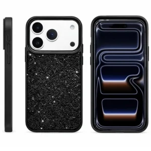 Crystal Sparkle etui hybrydowe błyszczące z kryształkami do Apple iPhone 17 Pro Max/18 Pro Max (Czarny)
