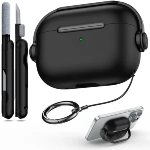 Etui Anti-lost obudowa futerał pokrowiec do słuchawek bezpieczny zamykany z czyścikiem do Apple AirPods Pro 3 (Czarny)