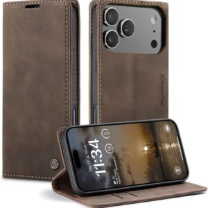 Etui CaseMe Flip Wallet Case obudowa z magnetyczną klapką skórzana zamykana portfel z miejscem na karty do iPhone 17 Pro Max/18 Pro Max (Brązowy)