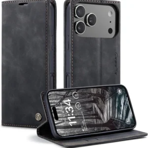 Etui CaseMe Flip Wallet Case obudowa z magnetyczną klapką skórzana zamykana portfel z miejscem na karty do iPhone 17 Pro Max/18 Pro Max (Czarny)