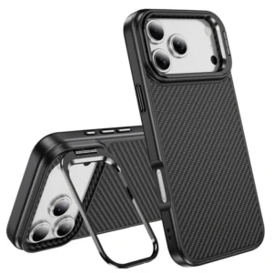 Etui Carbon Camera Stand MagSafe Case obudowa magnetyczna ze stojakiem do Apple iPhone 17 Pro/18 Pro (Czarny)