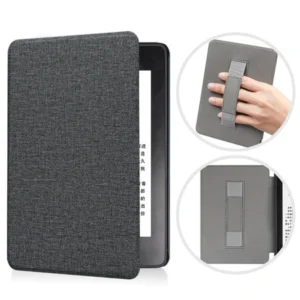Etui D-Pro Cloth Grain obudowa z uchwytem na rękę do czytnika ebooków Amazon Kindle Paperwhite 5 V Gen 11 2021 (Czarny)