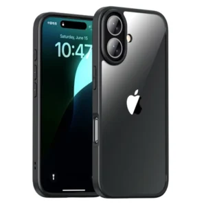 Etui Crystal Hybrid obudowa hybrydowa mocna z czarną ramką do iPhone 16 Plus (Przezroczysty/Czarny)