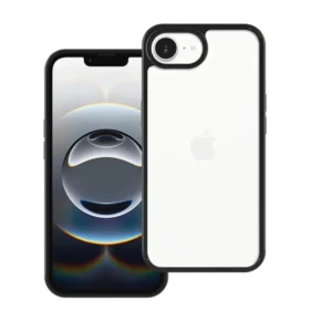 Etui Crystal Hybrid obudowa hybrydowa mocna z czarną ramką do iPhone 16e/17e (Przezroczysty/Czarny)