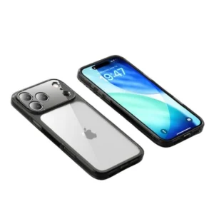 Etui Quartz CC Crystal TPU+PC obudowa hybrydowa wzmacniana z zabudowaną wyspą aparatu do Apple iPhone 17 Pro/18 Pro (Czarny)