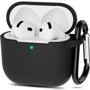 Etui D-Pro Silicone Case silikonowa obudowa z metalowym karabińczykiem do Apple AirPods 4 (2024) / AirPods 5 (2026) (Czarny)