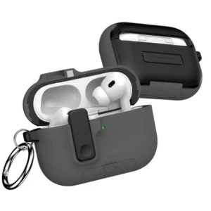 Etui D-Pro Suede Safe Anti-Lost Case bezpieczna zamykana obudowa zamszowa z metalowym karabińczykiem do Apple AirPods Pro 3 (Szary)