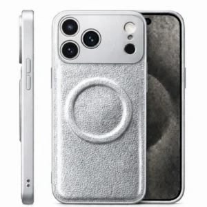 Etui  Vegan Leather MagSafe Case obudowa magnetyczna iPhone 17 Pro/18 Pro (Srebrny)