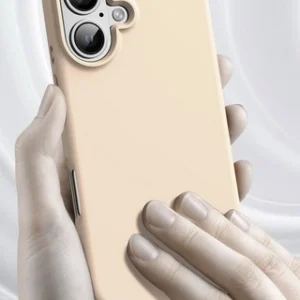 Etui Velvet Silicone Case obudowa z mikrofibrą do iPhone 16 Plus (Kremowy)