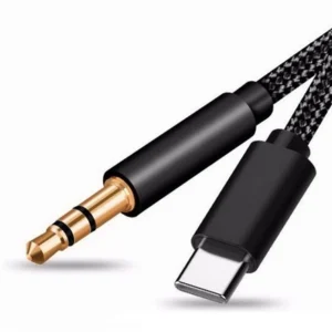 Kabel nylonowy Aux USB-C do mini jack 3.5 100cm (Black)