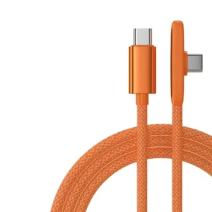 Kabel przewód USB-C do USB-C Type-C PD 45W kątowy nylonowy oplot do Apple iPad mini/Air/Pro iPhone 15/16/17/Pro/Plus/Max 100cm 1m (Orange / Pomarańczowy)