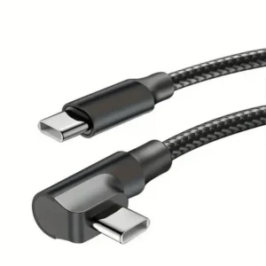 Kabel przewód USB-C do USB-C Type-C PD 60W kątowy nylonowy oplot do Apple iPad mini/Air/Pro iPhone 15/16/17/Pro/Plus/Max 200cm 2m (Czarny)