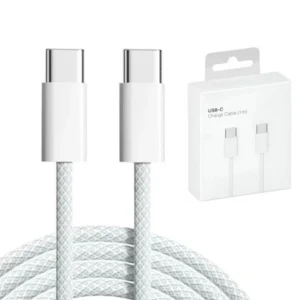 Kabel przewód USB-C do USB-C Type-C do szybkiego ładowania 60W PD Apple iPad iPhone 15 Pro Plus Max 200cm 2m (Box) (Biały)