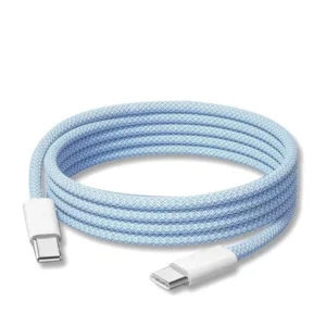 Kabel przewód USB-C do USB-C Type-C do szybkiego ładowania PD 60W nylonowy oplot do Apple iPad mini/Air/Pro iPhone 15/16/17/Pro/Plus/Max 100cm 1m (Box) (Niebieski)