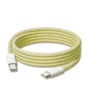 Kabel przewód USB-C do USB-C Type-C do szybkiego ładowania PD 60W nylonowy oplot do Apple iPad mini/Air/Pro iPhone 15/16/17/Pro/Plus/Max 100cm 1m (Box) (Zółty)