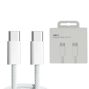 Kabel przewód USB-C do USB-C Type-C do szybkiego ładowania PD 60W nylonowy oplot do Apple iPad mini/Air/Pro iPhone 15/16/Pro/Plus/Max 50cm 0.5m (Box) (Biały)