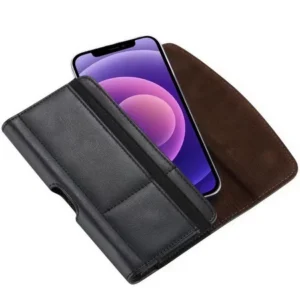 Kabura PU Holster poziome uniwersalne skórzane etui do paska z kieszenią na kartę etui na telefon XXL 7.2 (Czarny)