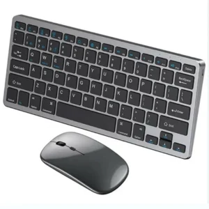 Klawiatura i mysz bezprzewodowa Bluetooth 2.4G + USB do komputera PC Mac iPad Windows Android Smart TV (Space Gray / Szary)