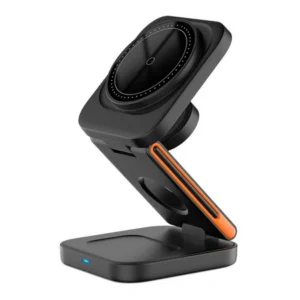 Ładowarka indukcyjna 15W MagSafe Fold bezprzewodowa magnetyczna składana do iPhone Apple Watch AirPods (Czarny / Pomarańczowy)