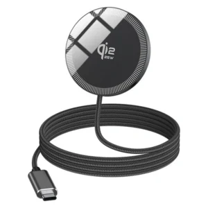 Ładowarka indukcyjna 25W Qi2 ultra szybka bezprzewodowa USB-C PD w nylonowym oplocie magnetyczna do MagSafe iPhone 15 16 17 Pro Max kabel 1m (Black / Czarny)