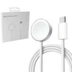 Ładowarka magnetyczna z przewodem w nylonowym oplocie USB-C do Apple Watch 1/2/3/4/5/6/7/8/9/10/11/SE/Ultra 100cm (Biały)