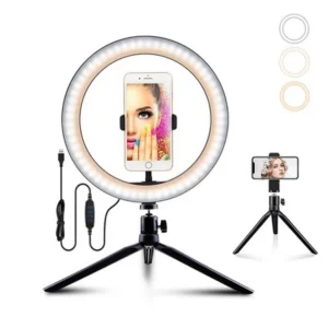 Lampa Pierścieniowa 15W LED Ring Fill Light 10" 26 cm + mini statyw tripod na biurko uchwyt do telefonu Selfie Vlog