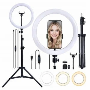 Lampa Pierścieniowa LED Ring Selfie Fill Light 10" 26 cm + Uchwyt do telefonu Tripod statyw studyjny 110cm