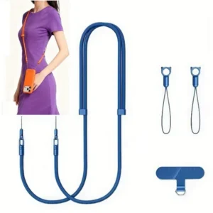 Pasek Crossbody Landyard Shoulder Strap regulowana smycz do telefonu sznurek zawieszka na ramię szyję zaczep wkładka do etui telefonu iPhone (Granatowy)