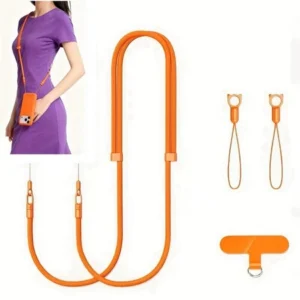 Pasek Crossbody Landyard Shoulder Strap regulowana smycz do telefonu sznurek zawieszka na ramię szyję zaczep wkładka do etui telefonu iPhone (Pomarańczowy)