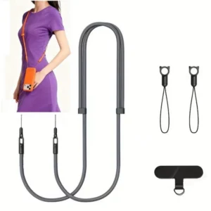 Pasek Crossbody Landyard Shoulder Strap regulowana smycz do telefonu sznurek zawieszka na ramię szyję zaczep wkładka do etui telefonu iPhone (Szary czarny)