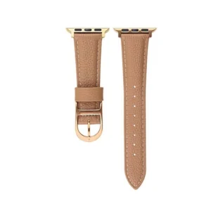 Pasek Glow Leather Band skórzana bransoleta do Apple Watch 4/5/6/7/8/9/10/11/12/SE 1/2/3 40/41/42mm (Beżowy brąz/ złoty)