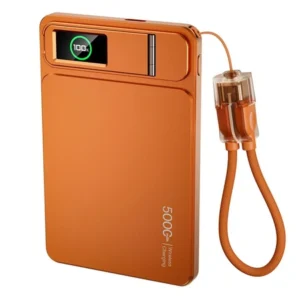 Powerbank D-Pro 20W PD MagSafe 3w1 indukcyjny magnetyczny z funkcją podstawki z kablem USB-C szybkie bezprzewodowe ładowanie iPhone AirPods Apple Watch 10000mAh (Orange / Pomarańczowy)