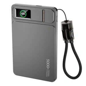 Powerbank D-Pro 20W PD MagSafe 3w1 indukcyjny magnetyczny z funkcją podstawki z kablem USB-C szybkie bezprzewodowe ładowanie iPhone AirPods Apple Watch 10000mAh (Szary)