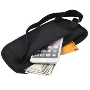 Saszetka podróżna Travel Money Belt dyskretna na pieniądze/dokumenty (Czarny)